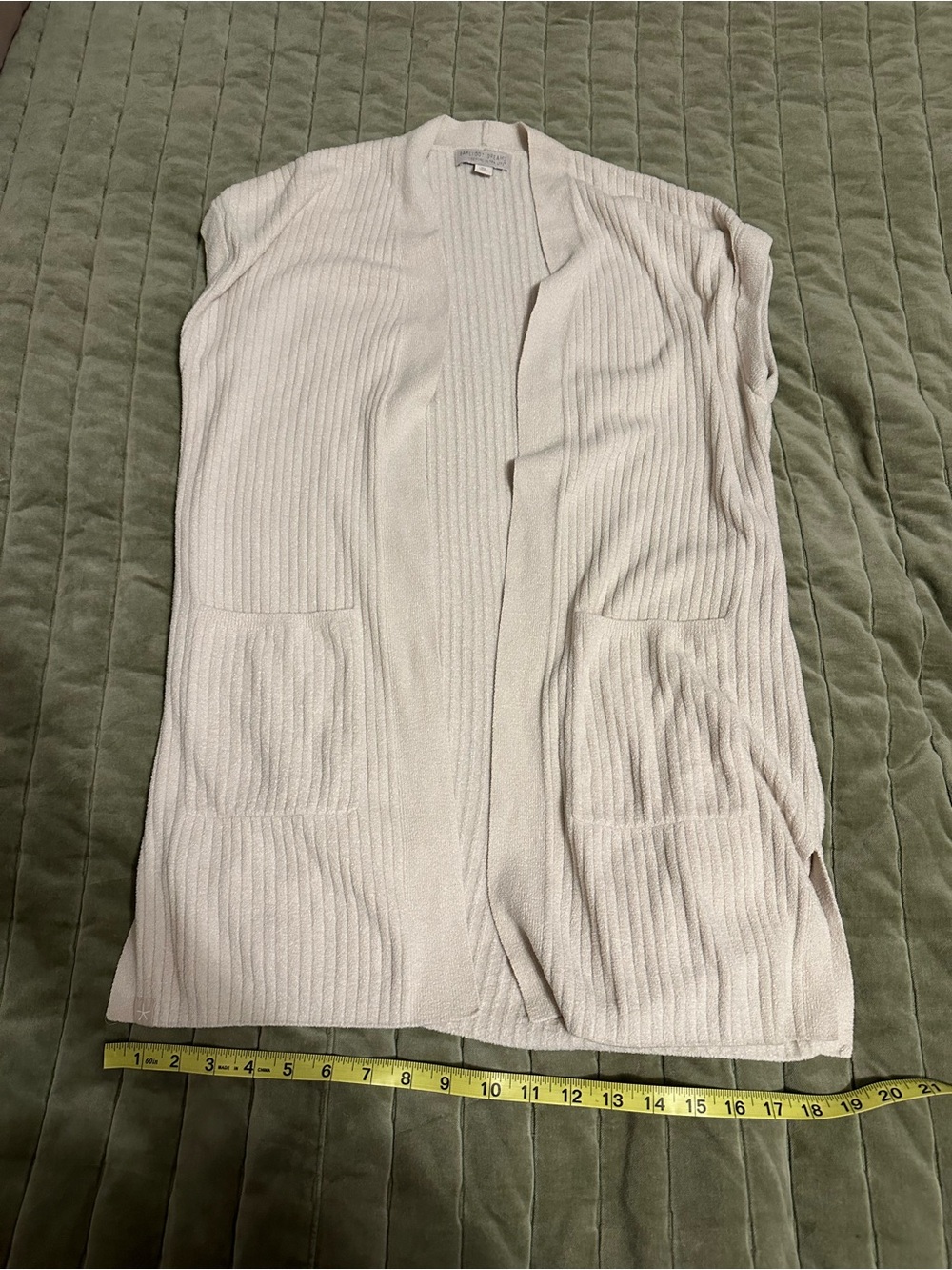 Off White Open Front Sleeveless Cardigan by Barefoot Dreams Cozy Chic Ultra Lite